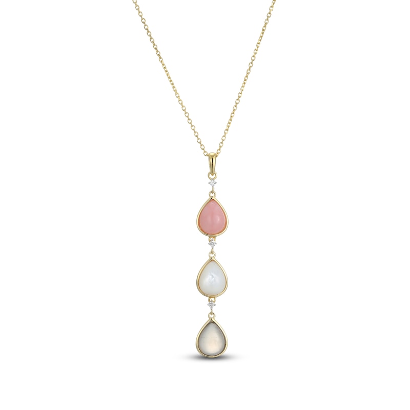 14k Yellow Gold Genuine Opal Pear & Diamond Pendant or Necklace 14k Yellow Gold Genuine Opal Pear & Diamond Pendant or Necklace
