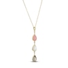 Thumbnail Image 2 of Pear-Shaped Natural Pink Opal, Natural Mother-of-Pearl & Natural Moonstone Necklace 1/20 ct tw Diamonds 14K Yellow Gold 18"