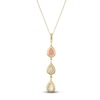 Thumbnail Image 4 of Pear-Shaped Natural Pink Opal, Natural Mother-of-Pearl & Natural Moonstone Necklace 1/20 ct tw Diamonds 14K Yellow Gold 18"