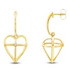 Thumbnail Image 1 of Charm'd by Lulu Frost Diamond Accent Heart with Cross Dangle Earrings 1/20 ct tw 10K Yellow Gold