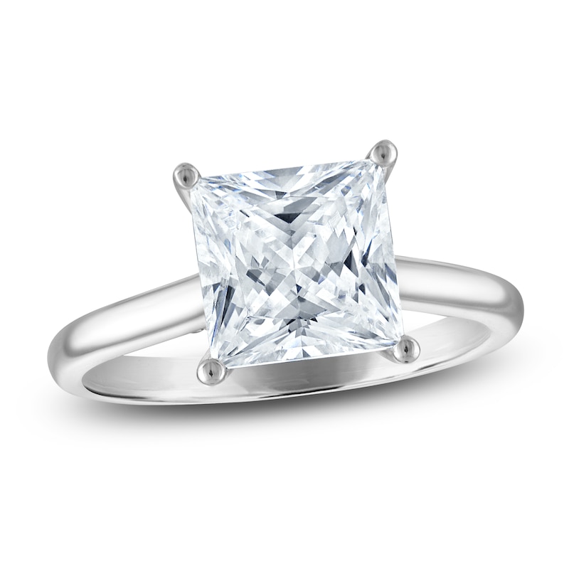 Main Image 1 of Princess-Cut Lab-Grown Diamond Solitaire Plus Engagement Ring 3 ct tw Platinum (VS2/F)