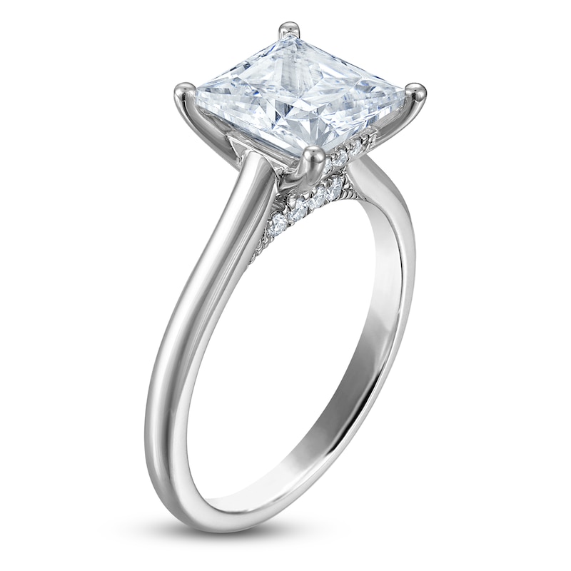 Main Image 2 of Princess-Cut Lab-Grown Diamond Solitaire Plus Engagement Ring 3 ct tw Platinum (VS2/F)