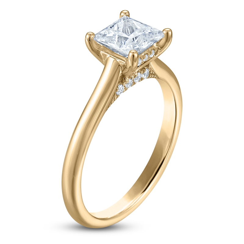 Main Image 2 of Princess-Cut Lab-Grown Diamond Solitaire Plus Engagement Ring 1-5/8 ct tw 18K Yellow Gold (VS2/F)