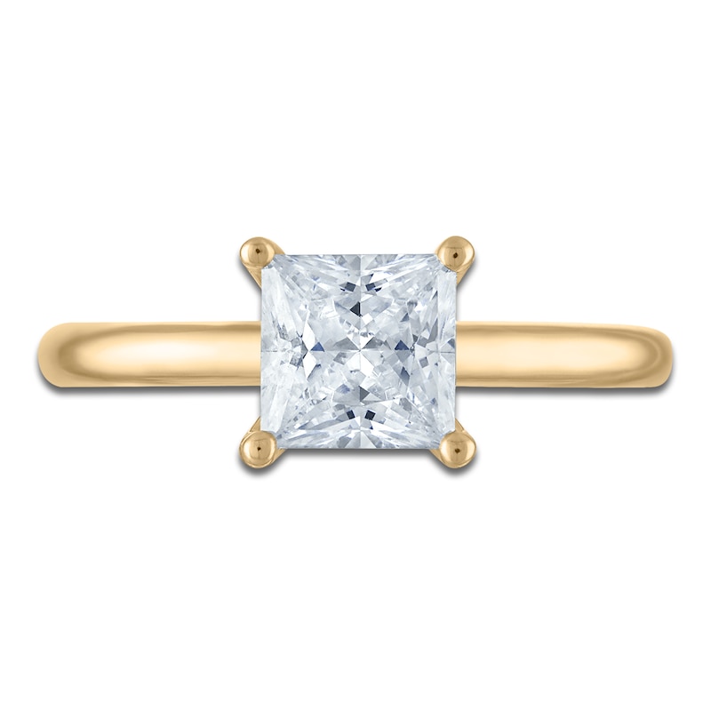 Main Image 3 of Princess-Cut Lab-Grown Diamond Solitaire Plus Engagement Ring 1-5/8 ct tw 18K Yellow Gold (VS2/F)