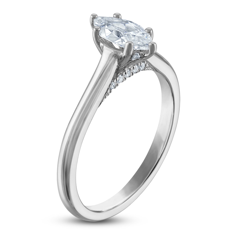 Main Image 2 of Marquise-Cut Lab-Grown Diamond Solitaire Plus Engagement Ring 7/8 ct tw Platinum (VS2/F)