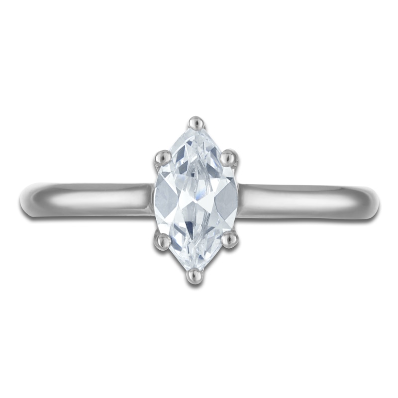 Main Image 3 of Marquise-Cut Lab-Grown Diamond Solitaire Plus Engagement Ring 7/8 ct tw Platinum (VS2/F)
