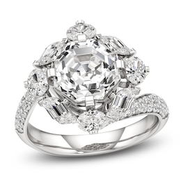 J'Lure Octagon Step-Cut Lab-Grown Diamond Halo Bypass Engagement Ring 4-1/3 ct tw 18K White Gold
