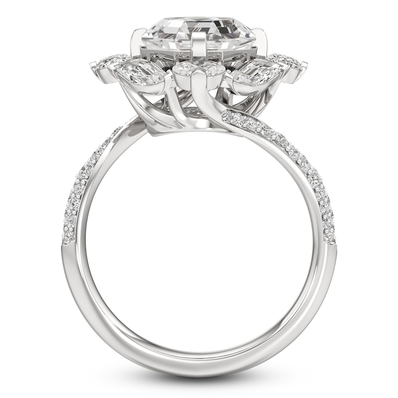 Main Image 2 of J'Lure Octagon Step-Cut Lab-Grown Diamond Halo Bypass Engagement Ring 4-1/3 ct tw 18K White Gold
