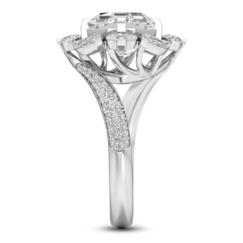 Main Image 3 of J'Lure Octagon Step-Cut Lab-Grown Diamond Halo Bypass Engagement Ring 4-1/3 ct tw 18K White Gold