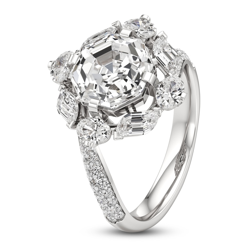 Main Image 4 of J'Lure Octagon Step-Cut Lab-Grown Diamond Halo Bypass Engagement Ring 4-1/3 ct tw 18K White Gold