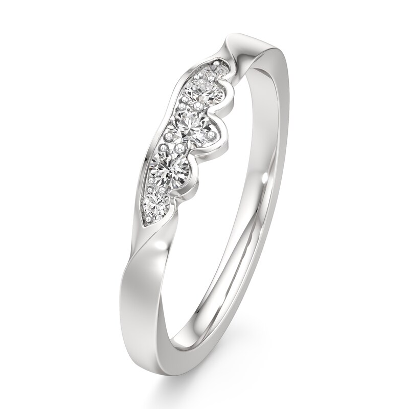 Main Image 4 of J'Lure Lab-Created Diamond Scalloped Wedding Band 1/5 ct tw 18K White Gold