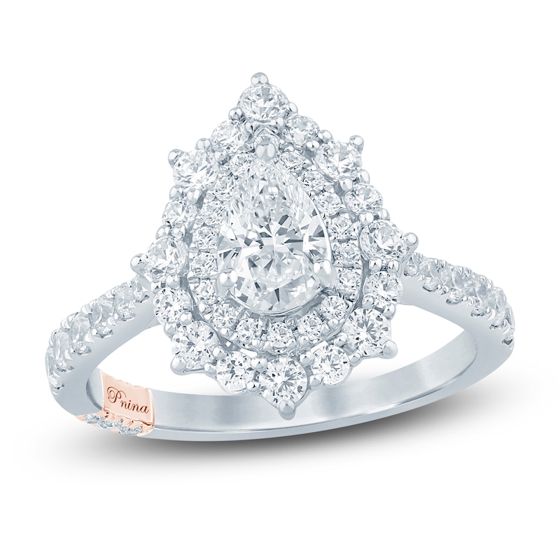 Main Image 1 of Pnina Tornai Pear-Shaped Diamond Double Halo Engagement Ring 1-5/8 ct tw 14K White Gold