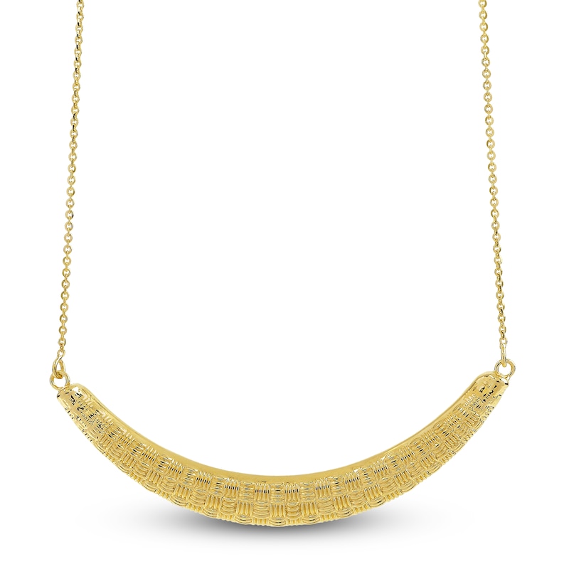 Main Image 1 of Italia D'Oro Basket Weave Necklace 14K Yellow Gold 18"