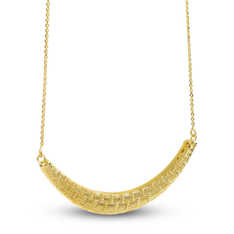 Main Image 2 of Italia D'Oro Basket Weave Necklace 14K Yellow Gold 18"