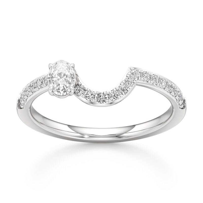 Main Image 1 of J'Lure Oval Step-Cut Lab-Grown Diamond Contour Wedding Band 3/8 ct tw 18K White Gold