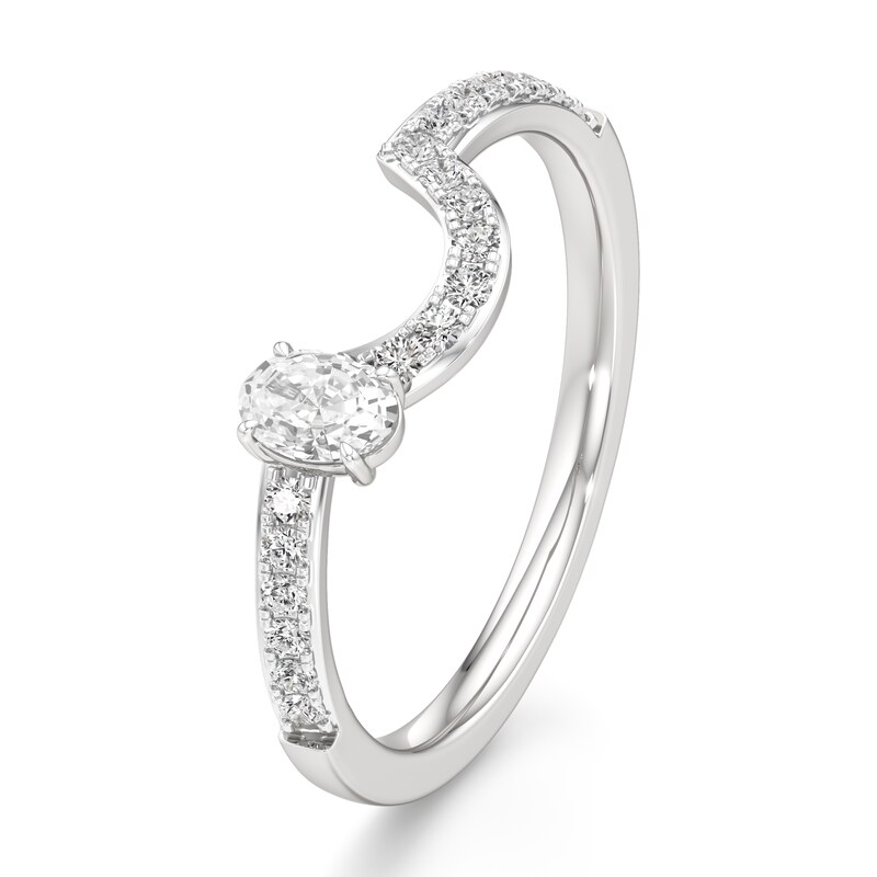 Main Image 4 of J'Lure Oval Step-Cut Lab-Grown Diamond Contour Wedding Band 3/8 ct tw 18K White Gold