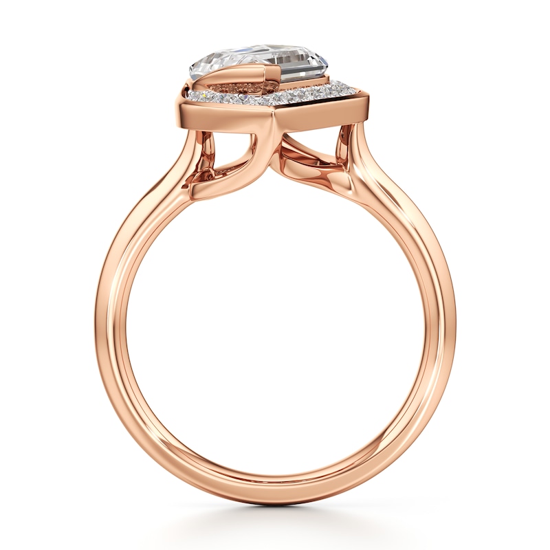 Main Image 2 of J'Lure Leaf Step-Cut Lab-Created Diamond Half-Halo Engagement Ring 3-1/6 ct tw 18K Rose Gold