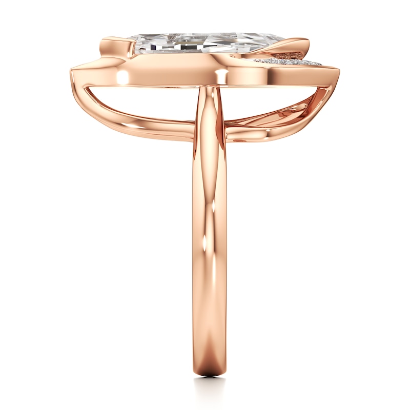 Main Image 3 of J'Lure Leaf Step-Cut Lab-Created Diamond Half-Halo Engagement Ring 3-1/6 ct tw 18K Rose Gold