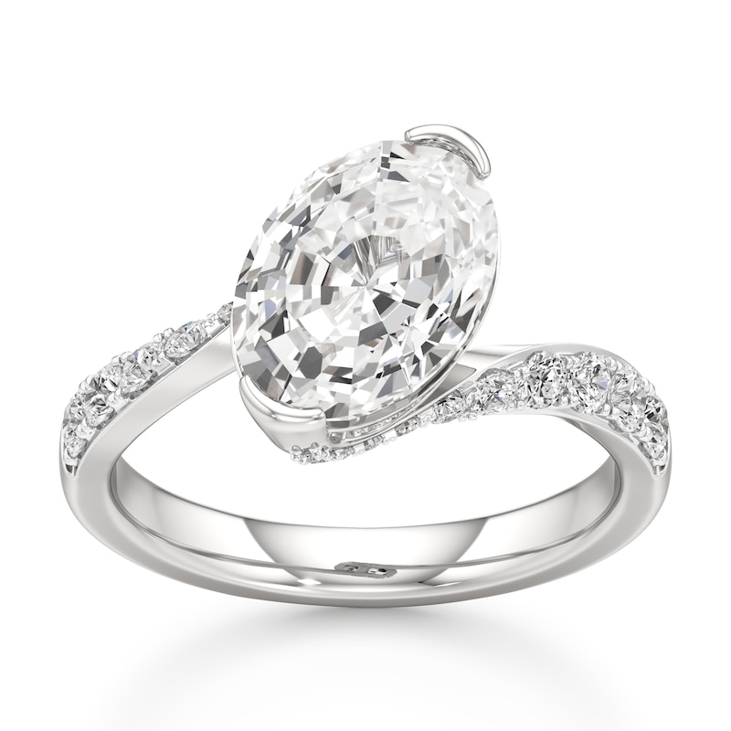 Main Image 1 of J'Lure Oval Step-Cut Lab-Created Diamond Bypass Engagement Ring 3-1/2 ct tw 18K White Gold