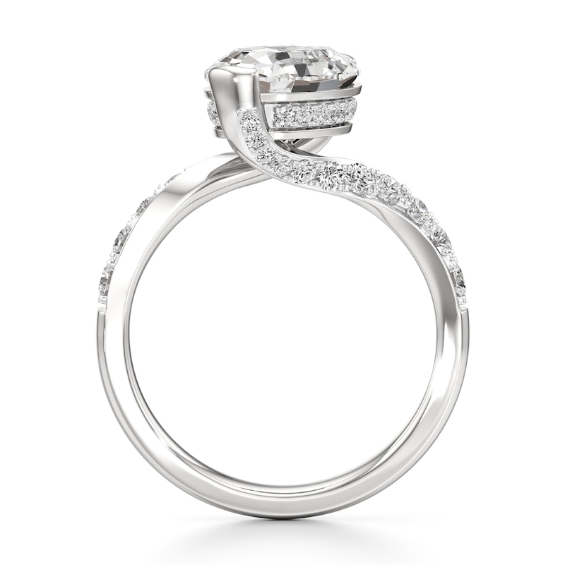 Main Image 2 of J'Lure Oval Step-Cut Lab-Created Diamond Bypass Engagement Ring 3-1/2 ct tw 18K White Gold