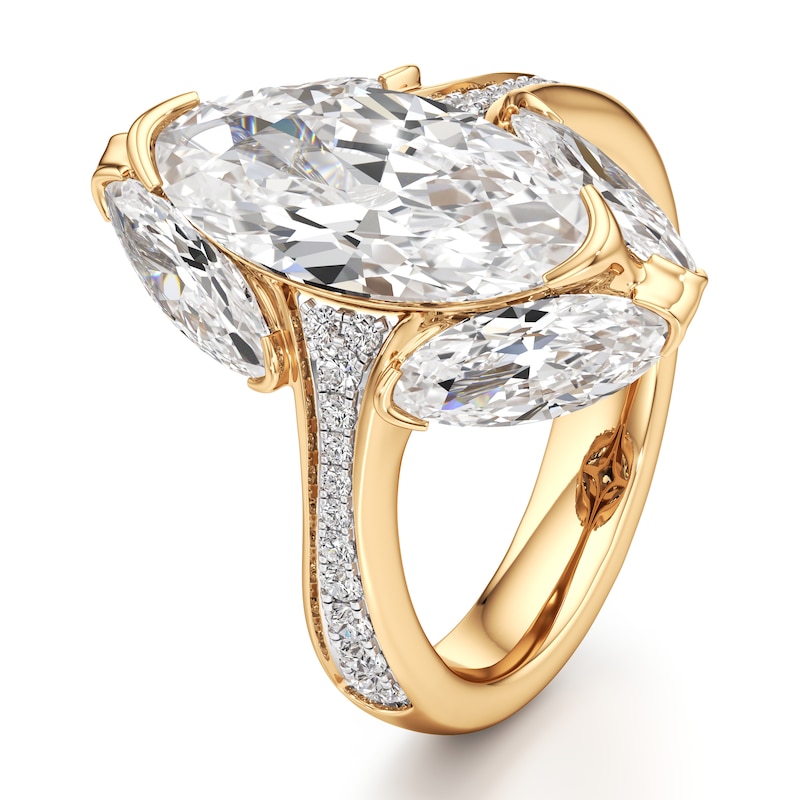 Main Image 4 of J'Lure Moval Old-Cut Lab-Created Diamond Engagement Ring 5-5/8 ct tw 18K Yellow Gold