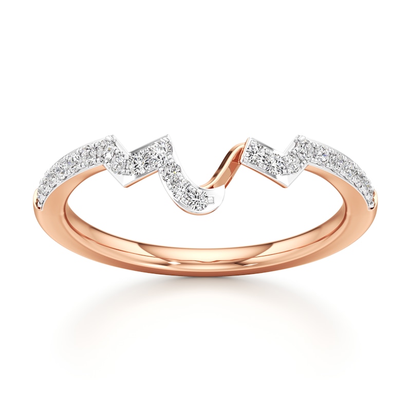 Main Image 1 of J'Lure Lab-Grown Diamond Angled Contour Wedding Band 1/5 ct tw 18K Rose Gold