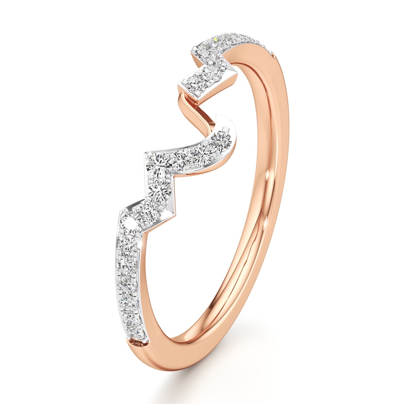 Main Image 4 of J'Lure Lab-Grown Diamond Angled Contour Wedding Band 1/5 ct tw 18K Rose Gold