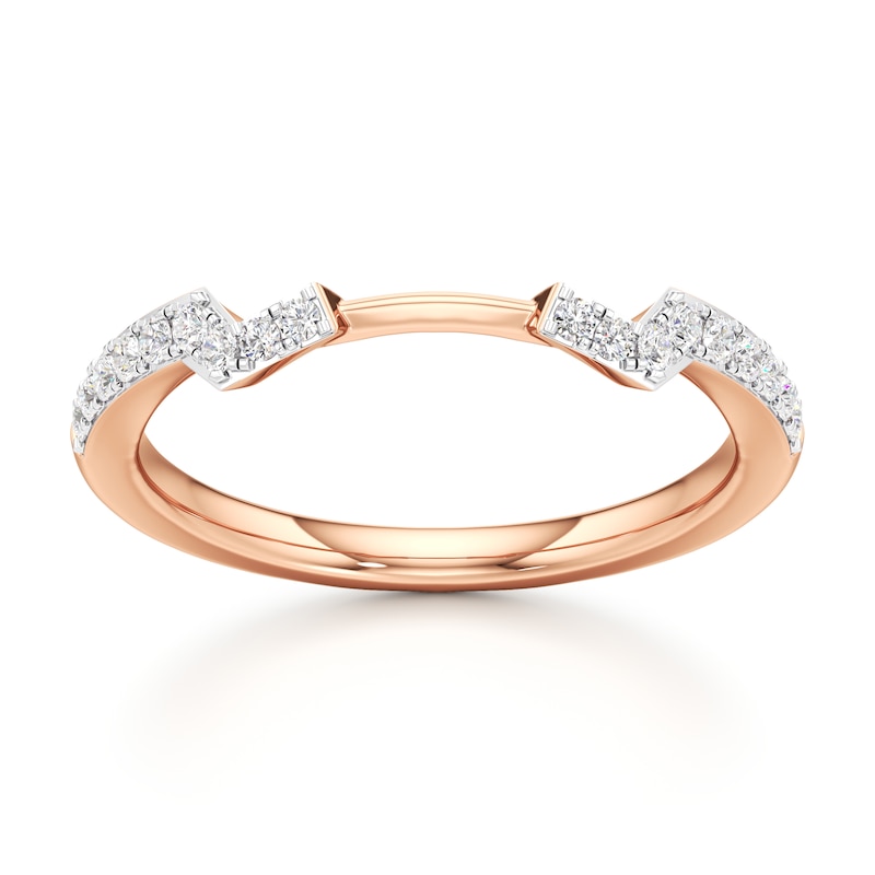 Main Image 1 of J'Lure Lab-Created Diamond Angled Contour Wedding Band 1/5 ct tw 18K Rose Gold