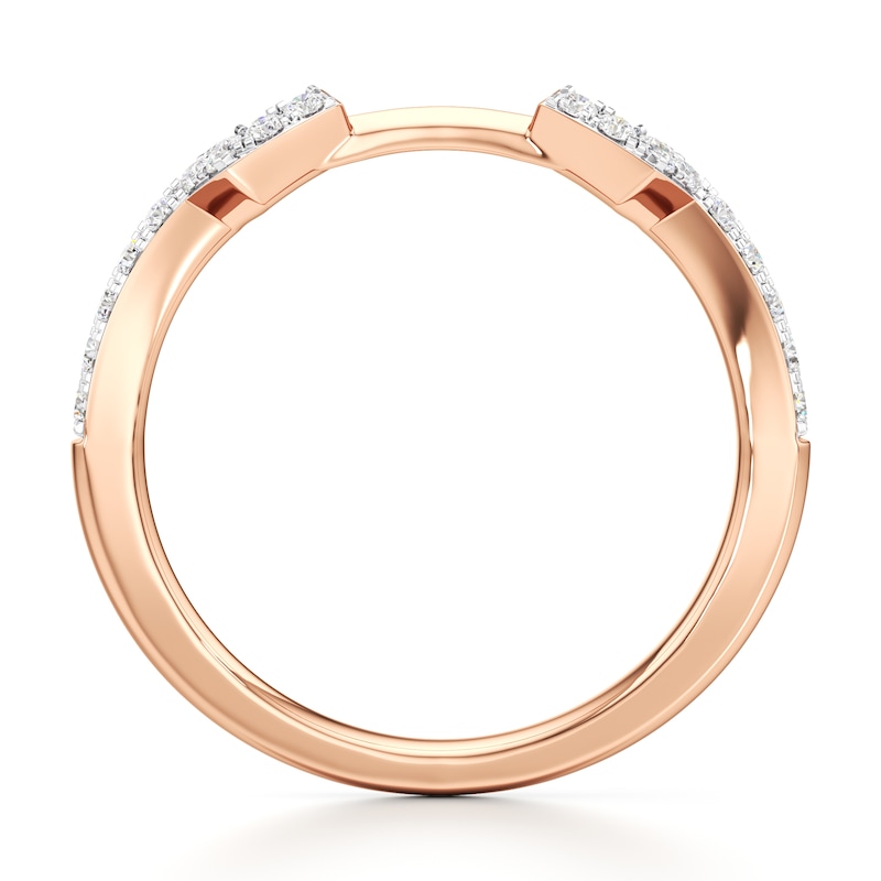 Main Image 2 of J'Lure Lab-Created Diamond Angled Contour Wedding Band 1/5 ct tw 18K Rose Gold