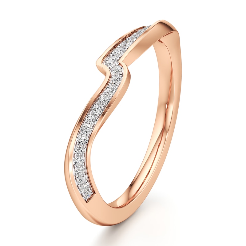 Main Image 4 of J'Lure Lab-Grown Diamond Contour Wedding Band 1/8 ct tw 18K Rose Gold