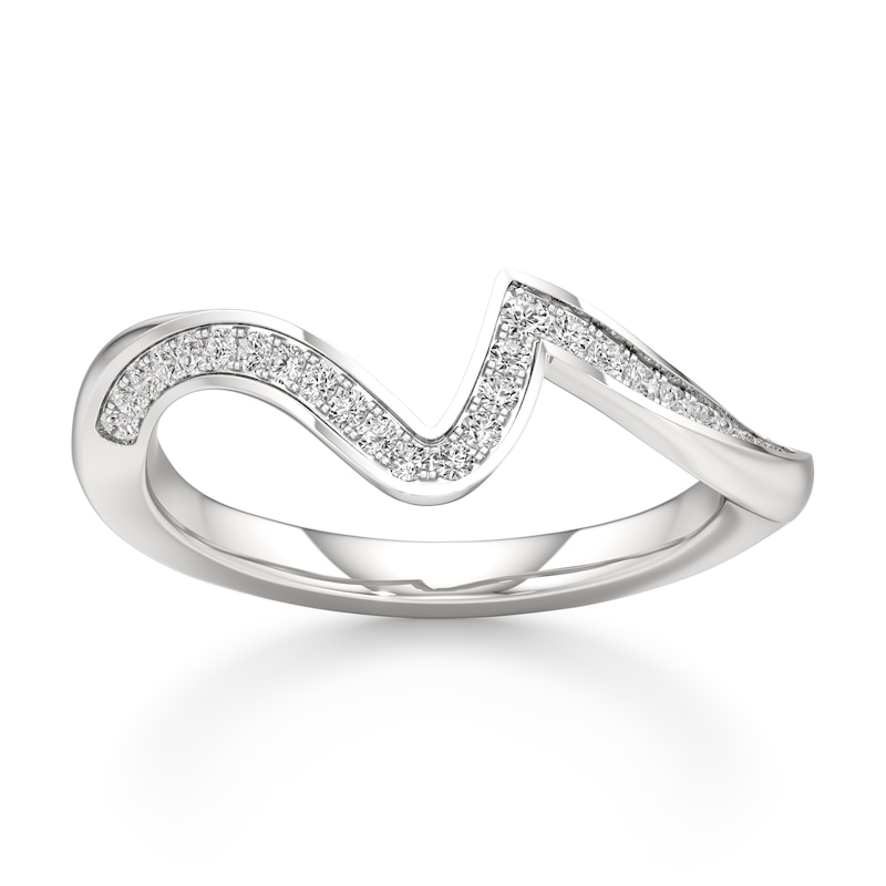 Main Image 1 of J'Lure Lab-Created Diamond Contour Wedding Band 1/5 ct tw 18K White Gold