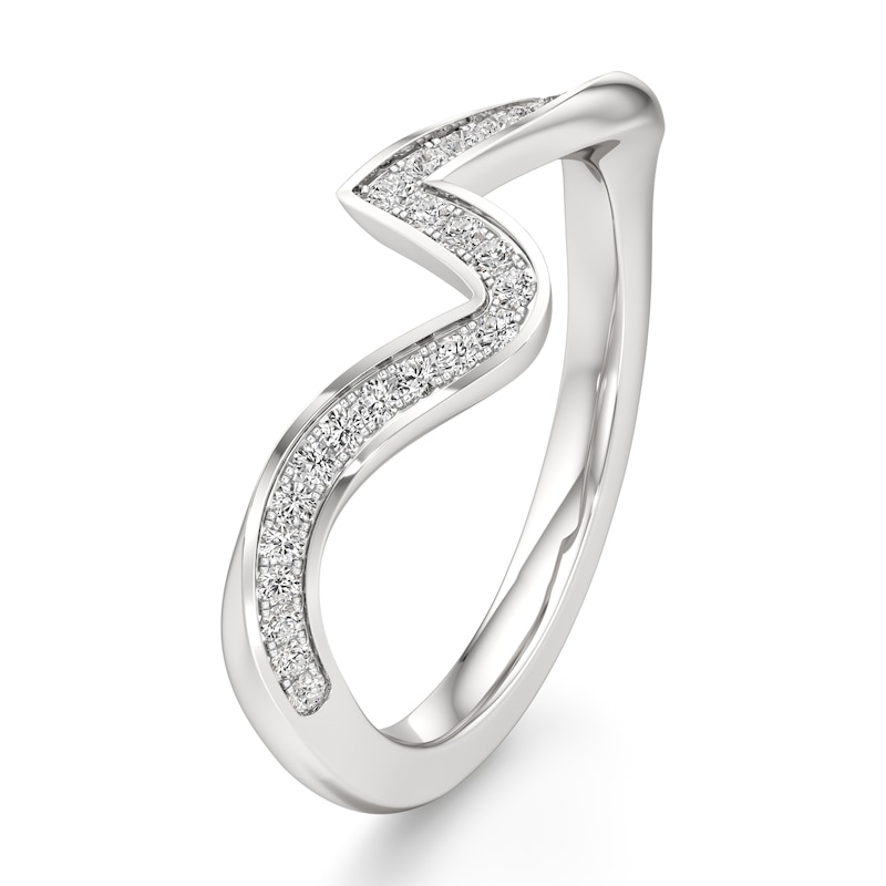 Main Image 4 of J'Lure Lab-Created Diamond Contour Wedding Band 1/5 ct tw 18K White Gold