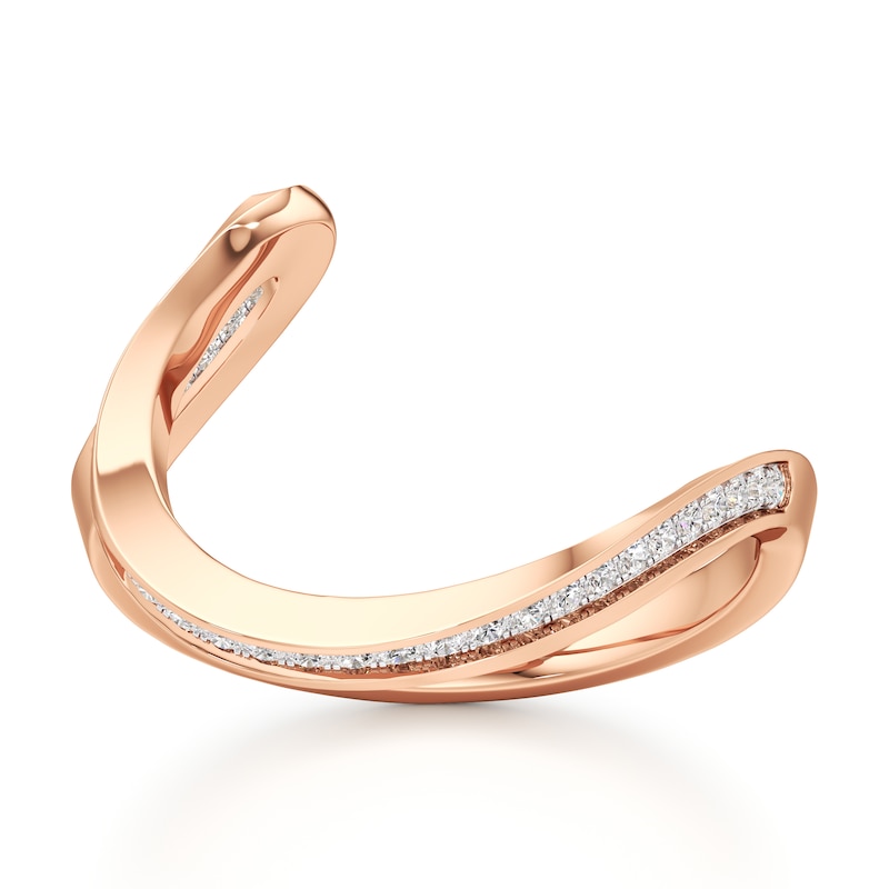 Main Image 1 of J'Lure Lab-Created Diamond Contour Wedding Band 1/6 ct tw 18K Rose Gold