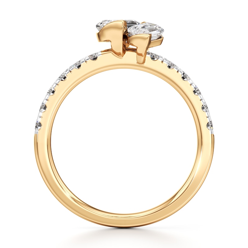 Main Image 2 of J'Lure Leaf Step-Cut Two-Stone Lab-Grown Diamond Engagement Ring 1-7/8 ct tw 18K Yellow Gold