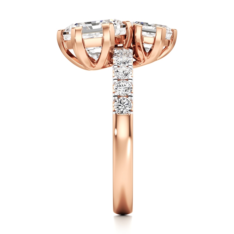 Main Image 3 of J'Lure Hexagon Brilliant-Cut Two-Stone Lab-Grown Diamond Engagement Ring 3-3/8 ct tw 18K Rose Gold