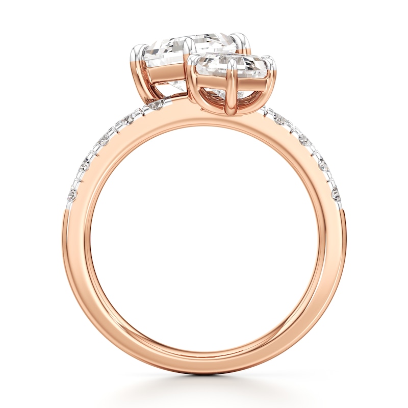 Main Image 2 of J'Lure Hexagon Step-Cut Two-Stone Lab-Grown Diamond Engagement Ring 3-3/8 ct tw 18K Rose Gold