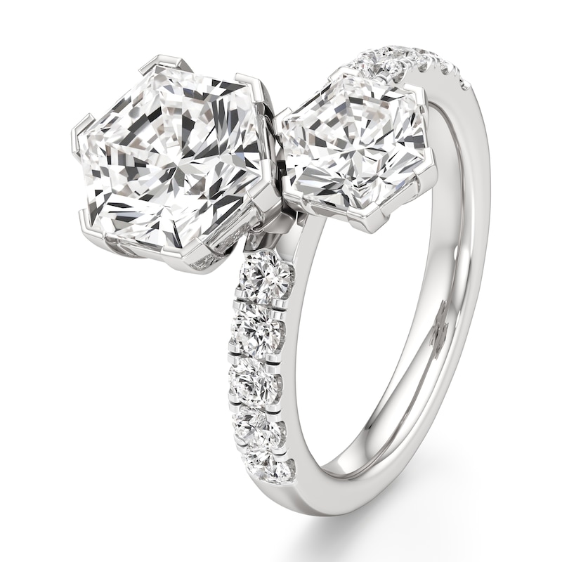 Main Image 4 of J'Lure Hexagon Brilliant-Cut Two-Stone Lab-Grown Diamond Engagement Ring 4-3/4 ct tw 18K White Gold