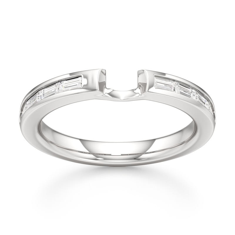 Main Image 1 of J'Lure Baguette-Cut Lab-Created Diamond Contour Wedding Band 3/8 ct tw 18K White Gold