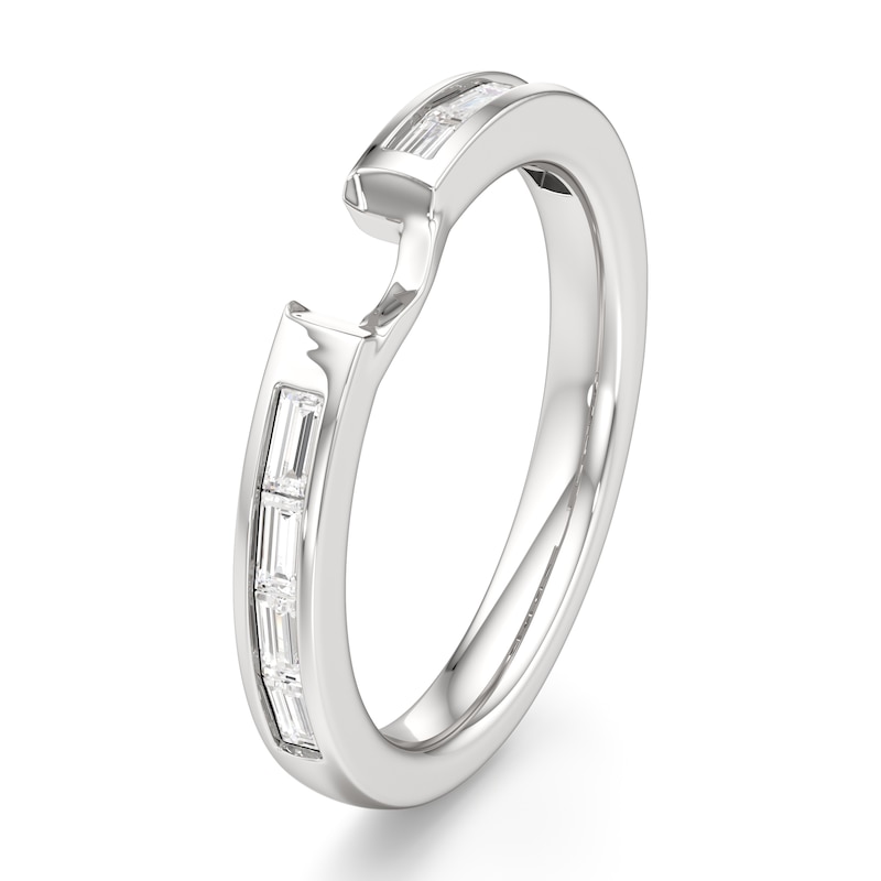 Main Image 4 of J'Lure Baguette-Cut Lab-Created Diamond Contour Wedding Band 3/8 ct tw 18K White Gold