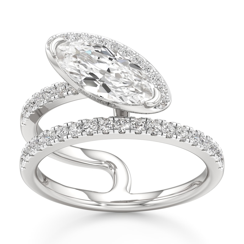 Main Image 1 of J'Lure Moval Old-Cut Lab-Grown Diamond Spiral Engagement Ring 1-3/8 ct tw 18K White Gold