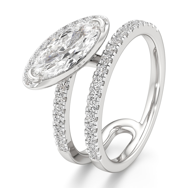 Main Image 4 of J'Lure Moval Old-Cut Lab-Grown Diamond Spiral Engagement Ring 1-3/8 ct tw 18K White Gold