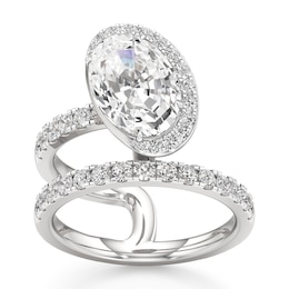 J'Lure Oval Step-Cut Lab-Grown Diamond Spiral Engagement Ring 3-7/8 ct tw 18K White Gold