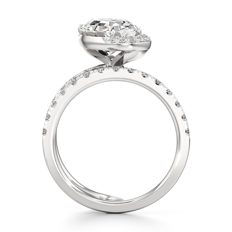 Main Image 2 of J'Lure Oval Step-Cut Lab-Grown Diamond Spiral Engagement Ring 3-7/8 ct tw 18K White Gold