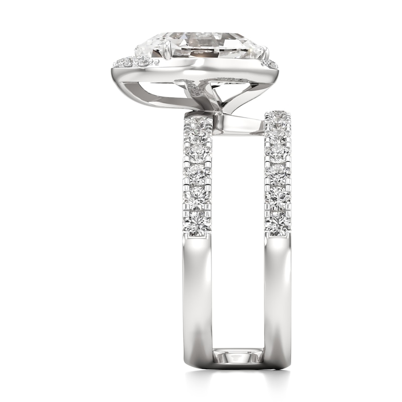 Main Image 3 of J'Lure Oval Step-Cut Lab-Grown Diamond Spiral Engagement Ring 3-7/8 ct tw 18K White Gold