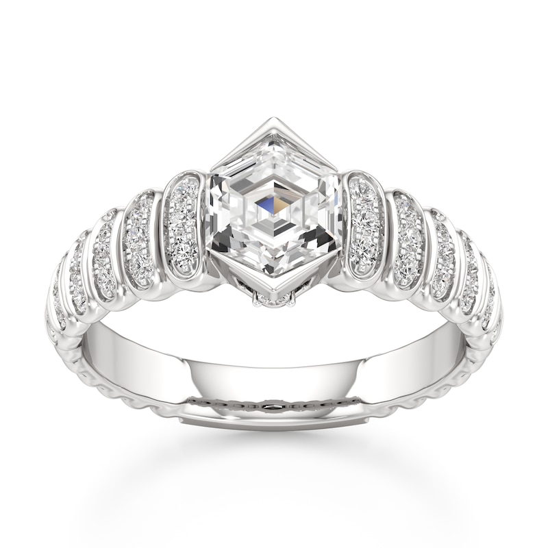 Main Image 1 of J'Lure Hexagon Step-Cut Lab-Grown Diamond Engagement Ring 1-1/4 ct tw 18K White Gold