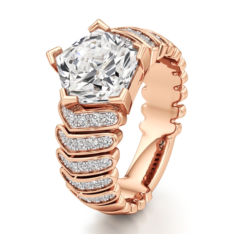Main Image 4 of J'Lure Pentagon Brilliant-Cut Lab-Grown Diamond Engagement Ring 3-3/8 ct tw 18K Rose Gold