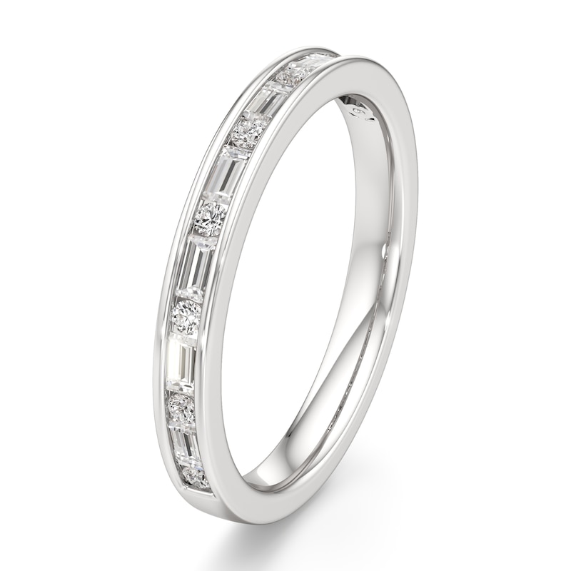 Main Image 4 of J'Lure Baguette & Round-Cut Lab-Grown Diamond Wedding Band 3/8 ct tw 18K White Gold