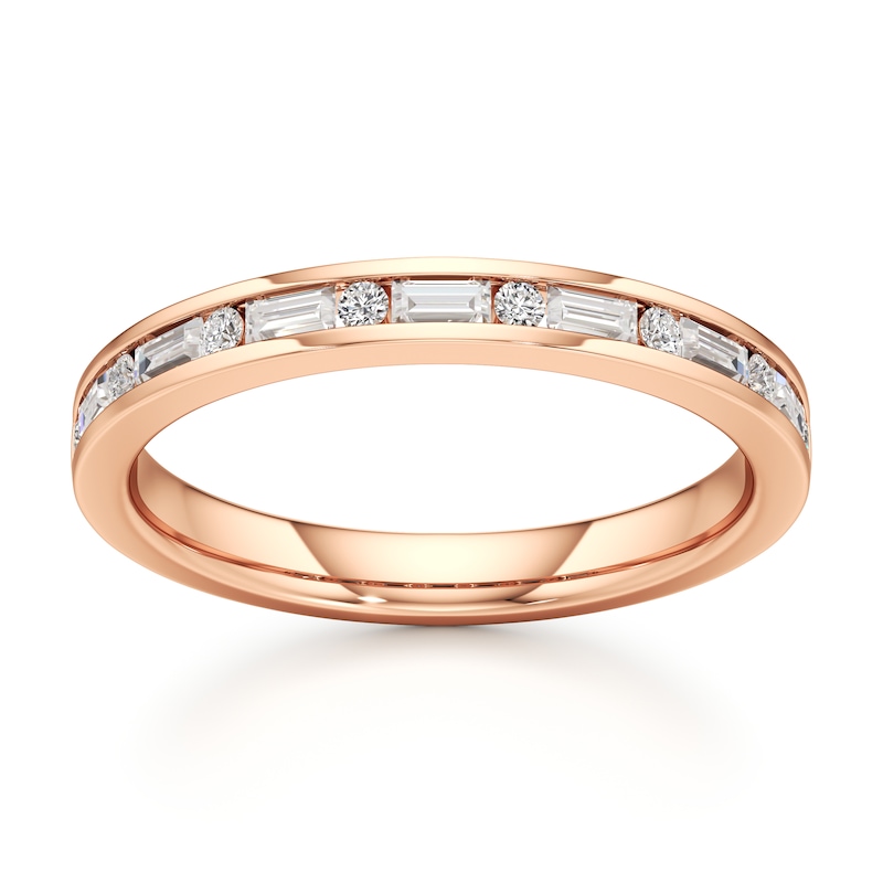 Main Image 1 of J'Lure Baguette & Round-Cut Lab-Grown Diamond Wedding Band 3/8 ct tw 18K Rose Gold