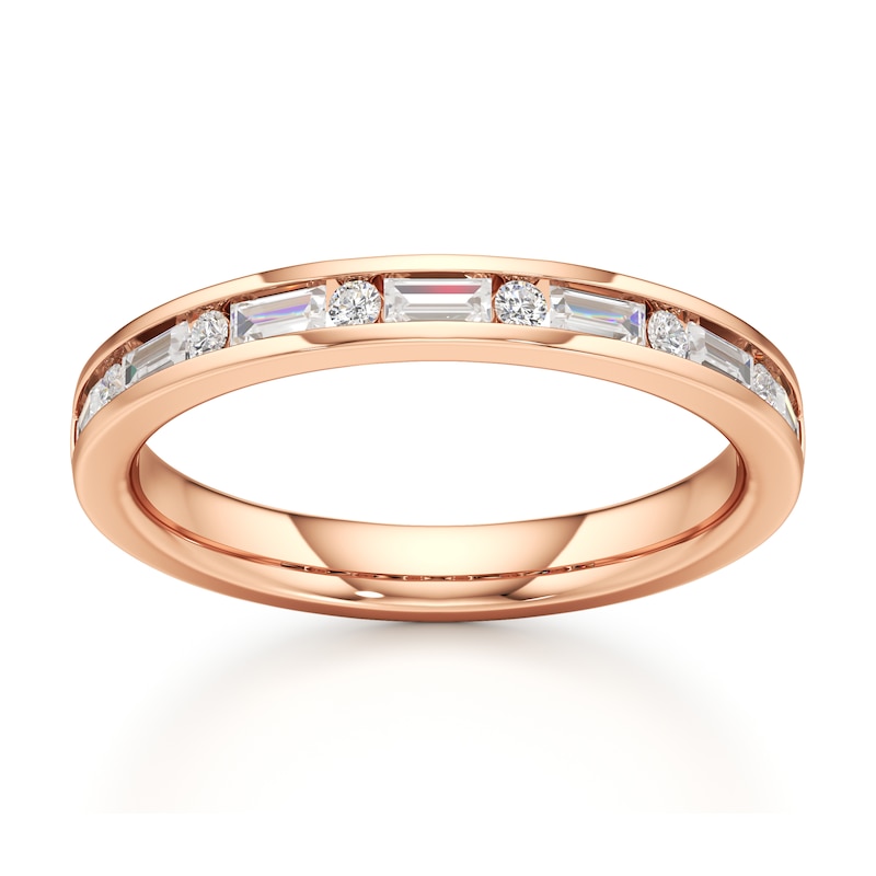 Main Image 1 of J'Lure Baguette & Round-Cut Lab-Grown Diamond Wedding Band 3/8 ct tw 18K Rose Gold