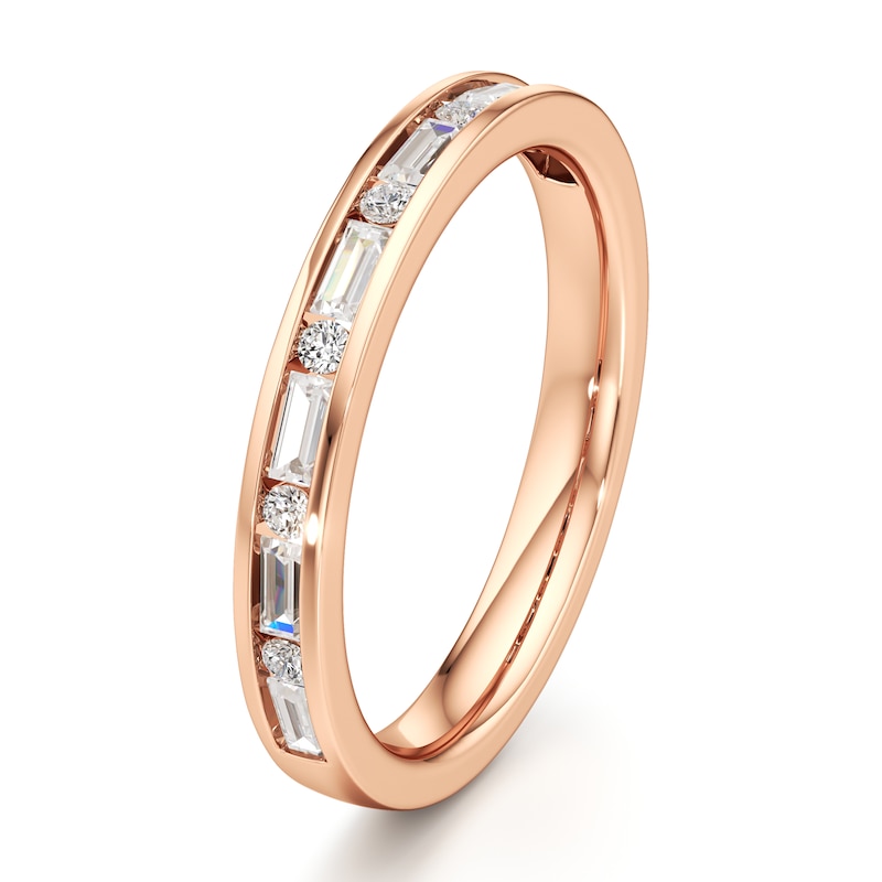 Main Image 4 of J'Lure Baguette & Round-Cut Lab-Grown Diamond Wedding Band 3/8 ct tw 18K Rose Gold